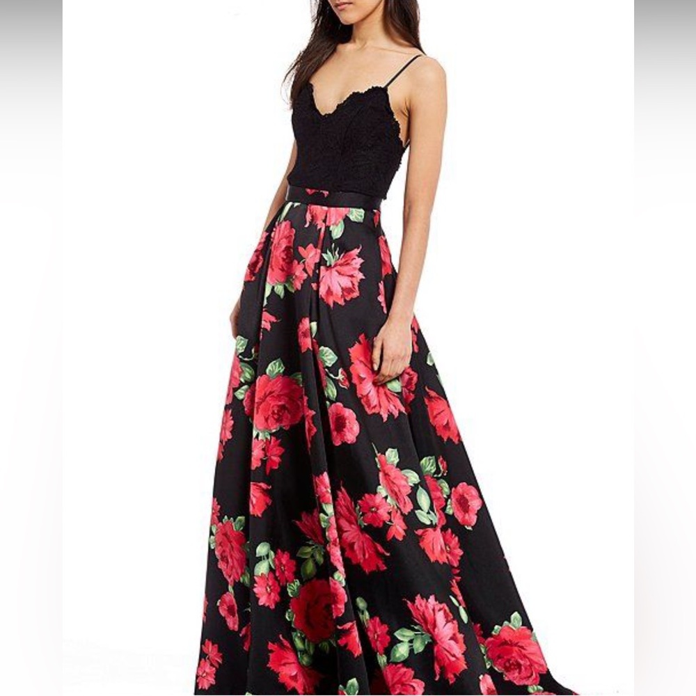 🆕B.DARLIN SCALLOPED LACE BODICE FLORAL BALL GOWN (Sz 3)